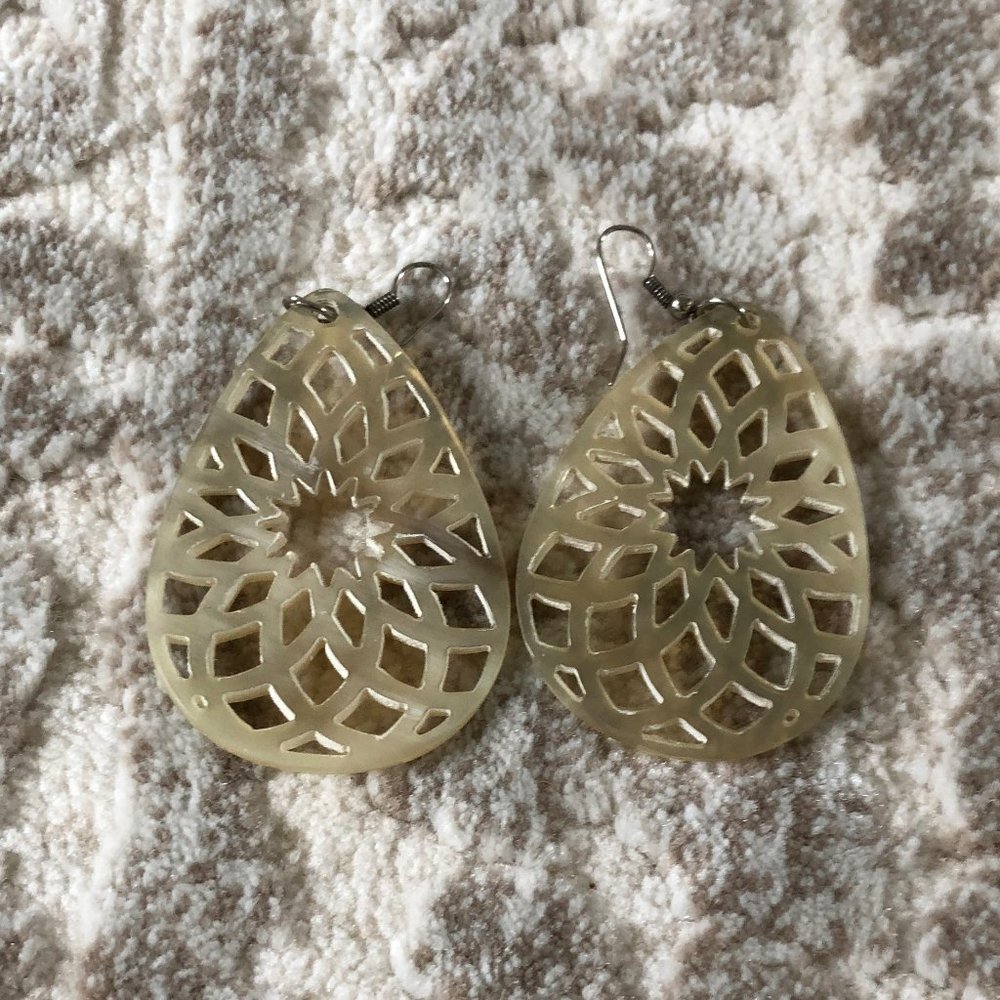 Light Carved Bone Designed Earrings